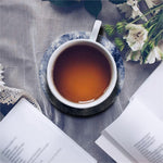 White And Blue Acid Wash Tie Dye Print Leather Coaster Set