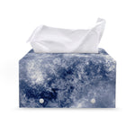 White And Blue Acid Wash Tie Dye Print Leather Tissue Box Cover