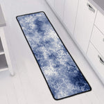 White And Blue Acid Wash Tie Dye Print Long Kitchen Mat