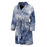 White And Blue Acid Wash Tie Dye Print Men's Bathrobe