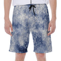 White And Blue Acid Wash Tie Dye Print Men's Beach Shorts