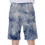 White And Blue Acid Wash Tie Dye Print Men's Beach Shorts