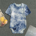 White And Blue Acid Wash Tie Dye Print Men's Bodysuit