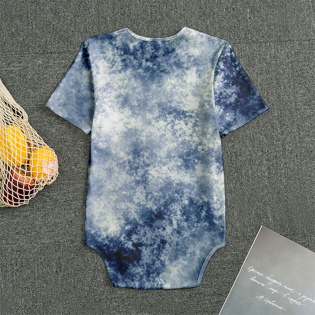 White And Blue Acid Wash Tie Dye Print Men's Bodysuit