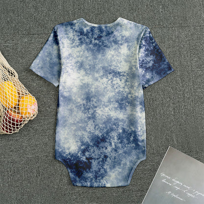 White And Blue Acid Wash Tie Dye Print Men's Bodysuit