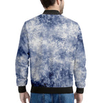 White And Blue Acid Wash Tie Dye Print Men's Bomber Jacket
