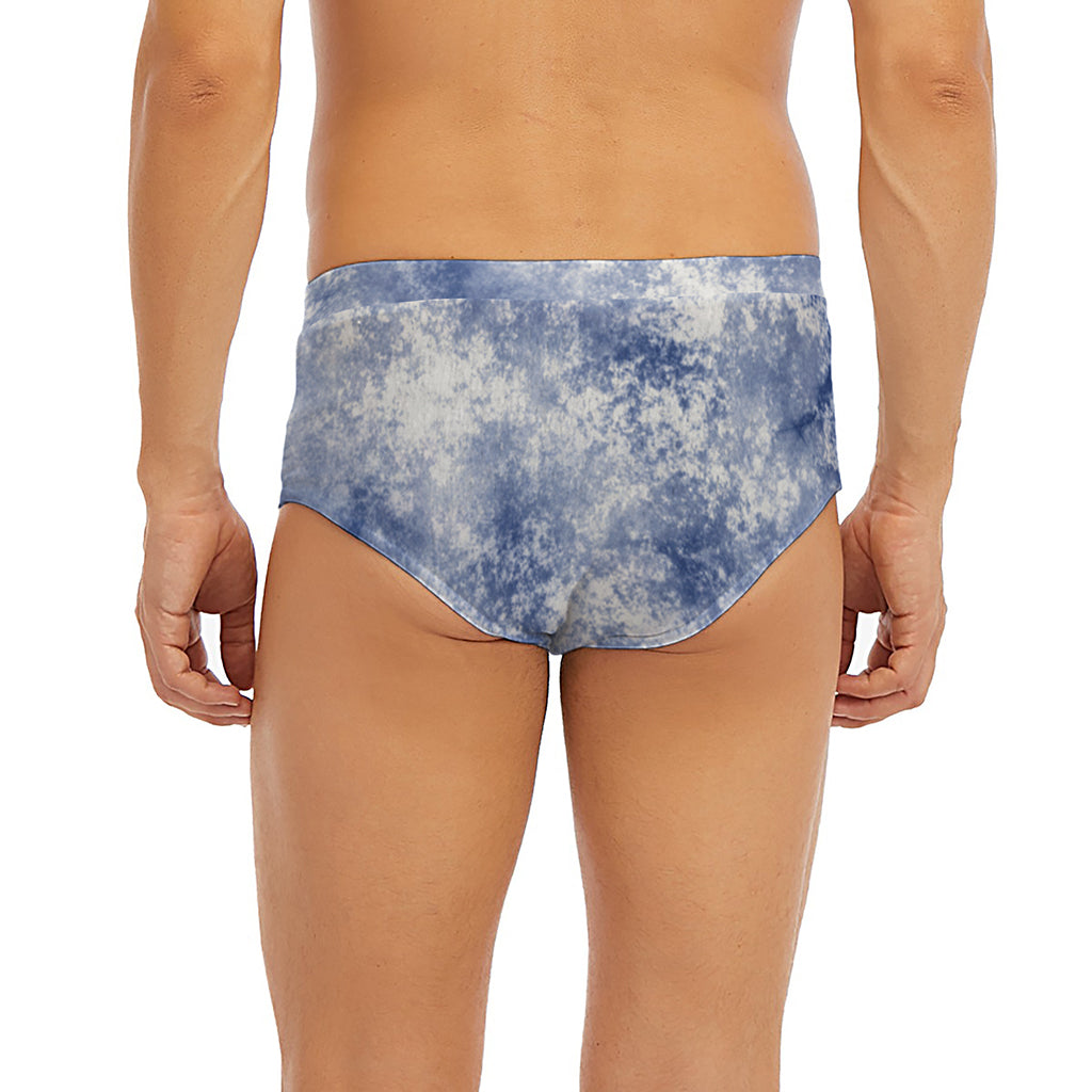 White And Blue Acid Wash Tie Dye Print Men's Briefs