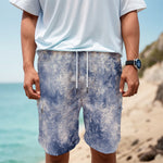 White And Blue Acid Wash Tie Dye Print Men's Cargo Shorts