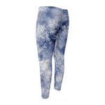 White And Blue Acid Wash Tie Dye Print Men's Compression Pants
