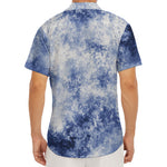 White And Blue Acid Wash Tie Dye Print Men's Deep V-Neck Shirt