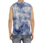White And Blue Acid Wash Tie Dye Print Men's Fitness Tank Top