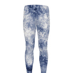 White And Blue Acid Wash Tie Dye Print Men's leggings