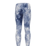 White And Blue Acid Wash Tie Dye Print Men's leggings