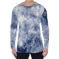 White And Blue Acid Wash Tie Dye Print Men's Long Sleeve T-Shirt