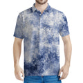 White And Blue Acid Wash Tie Dye Print Men's Polo Shirt