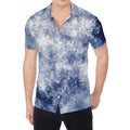 White And Blue Acid Wash Tie Dye Print Men's Shirt