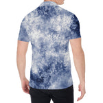 White And Blue Acid Wash Tie Dye Print Men's Shirt