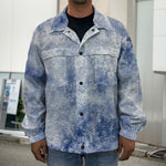 White And Blue Acid Wash Tie Dye Print Men's Shirt Jacket