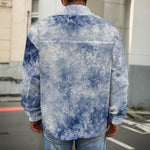 White And Blue Acid Wash Tie Dye Print Men's Shirt Jacket