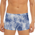 White And Blue Acid Wash Tie Dye Print Men's Short Boxer Briefs