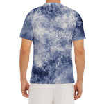 White And Blue Acid Wash Tie Dye Print Men's Short Sleeve Rash Guard