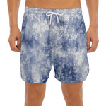 White And Blue Acid Wash Tie Dye Print Men's Split Running Shorts
