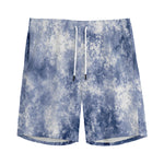 White And Blue Acid Wash Tie Dye Print Men's Sports Shorts