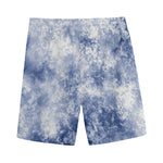 White And Blue Acid Wash Tie Dye Print Men's Sports Shorts