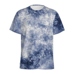 White And Blue Acid Wash Tie Dye Print Men's Sports T-Shirt