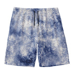 White And Blue Acid Wash Tie Dye Print Men's Swim Trunks