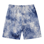 White And Blue Acid Wash Tie Dye Print Men's Swim Trunks