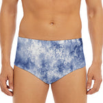 White And Blue Acid Wash Tie Dye Print Men's Triangle Swim Briefs