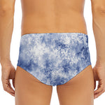 White And Blue Acid Wash Tie Dye Print Men's Triangle Swim Briefs