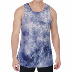 White And Blue Acid Wash Tie Dye Print Men's Velvet Tank Top
