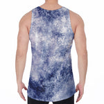 White And Blue Acid Wash Tie Dye Print Men's Velvet Tank Top