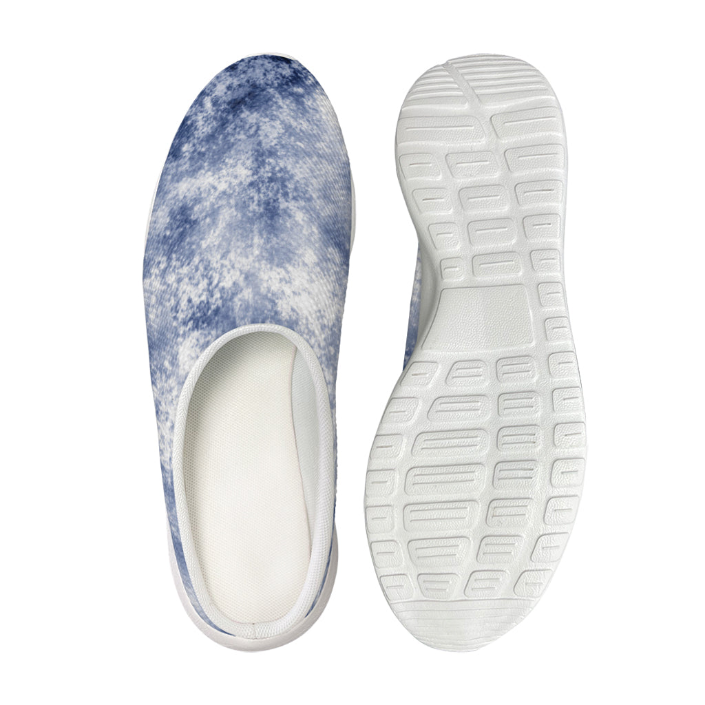 White And Blue Acid Wash Tie Dye Print Mesh Casual Shoes