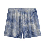 White And Blue Acid Wash Tie Dye Print Mesh Shorts