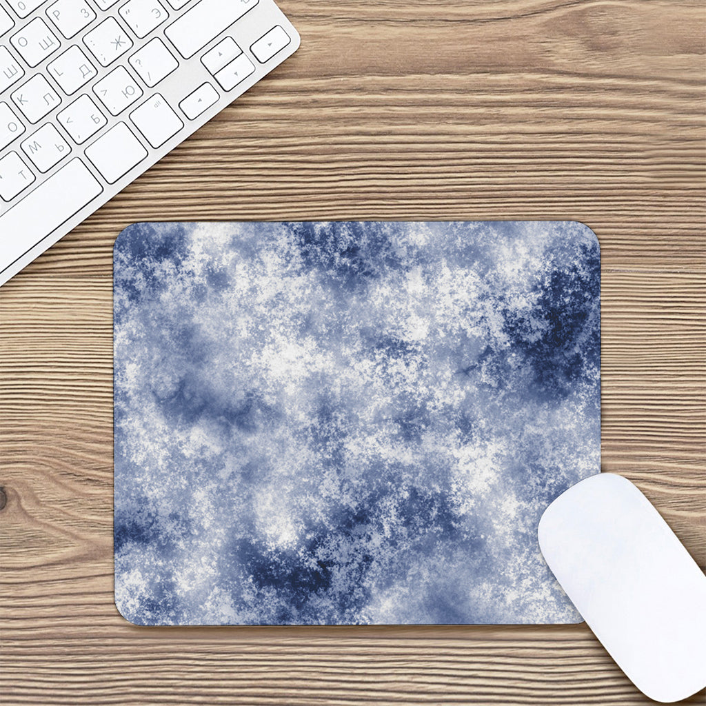White And Blue Acid Wash Tie Dye Print Mouse Pad