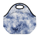 White And Blue Acid Wash Tie Dye Print Neoprene Lunch Bag
