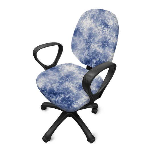 White And Blue Acid Wash Tie Dye Print Office Chair Cover