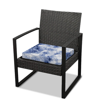 White And Blue Acid Wash Tie Dye Print Outdoor Seat Cushion Cover
