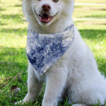White And Blue Acid Wash Tie Dye Print Over The Collar Dog Bandana