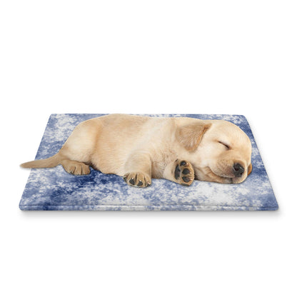 White And Blue Acid Wash Tie Dye Print Pet Cooling Mat Cover