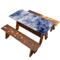 White And Blue Acid Wash Tie Dye Print Picnic Table Cover
