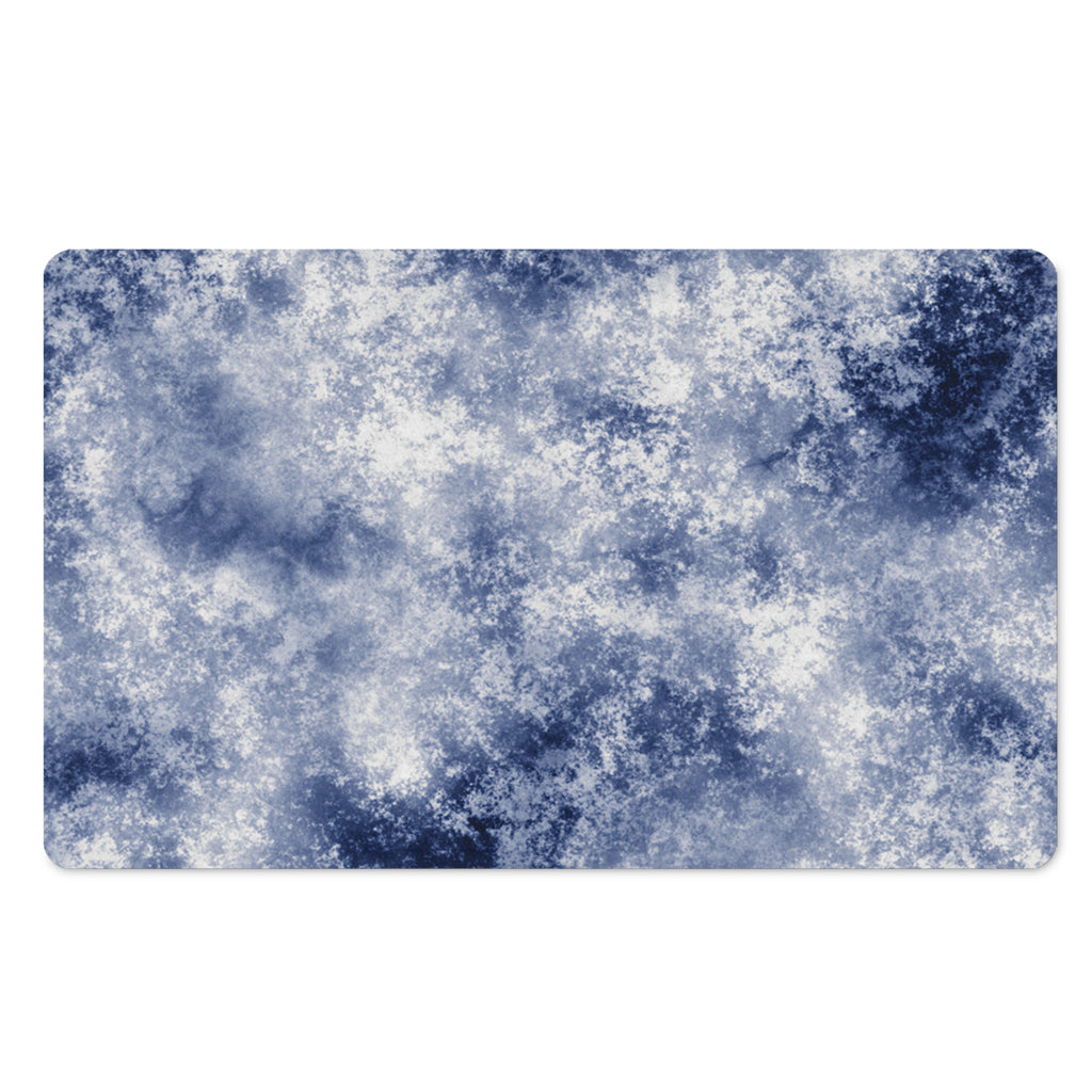 White And Blue Acid Wash Tie Dye Print Polyester Doormat