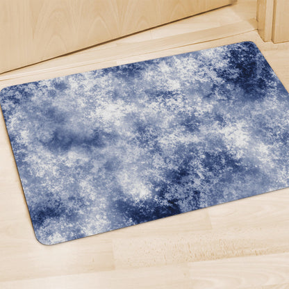 White And Blue Acid Wash Tie Dye Print Polyester Doormat