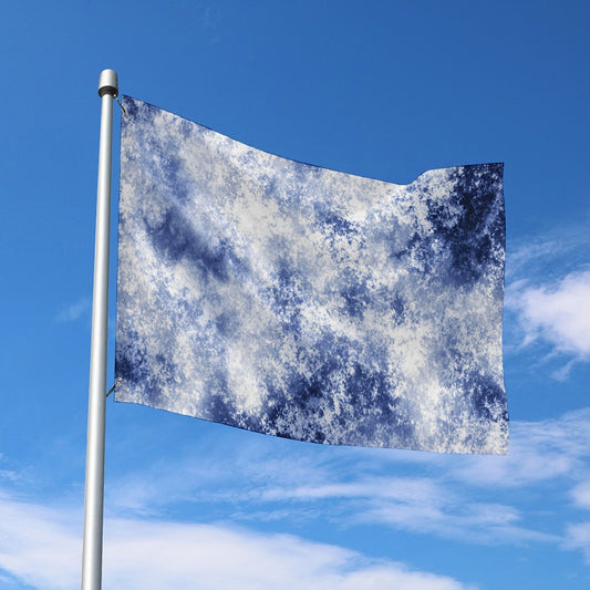 White And Blue Acid Wash Tie Dye Print Polyester Flag