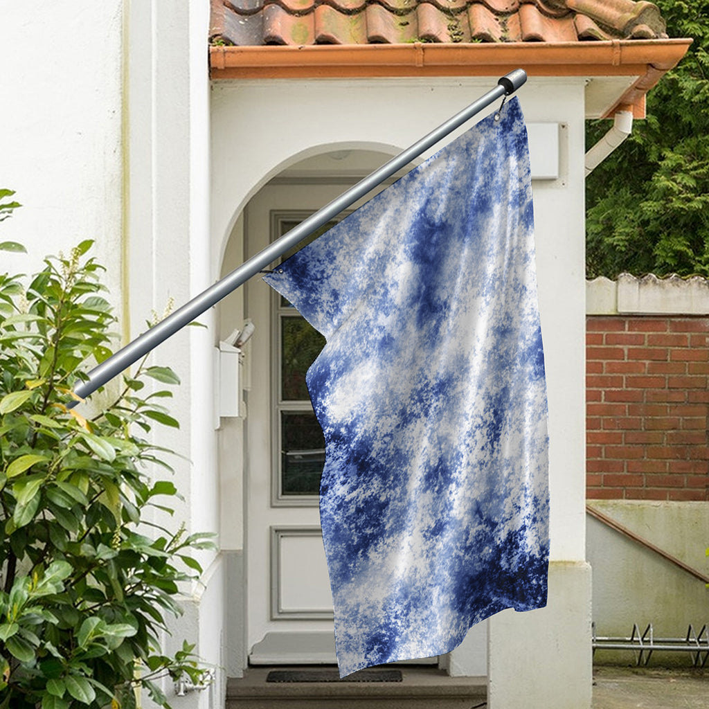 White And Blue Acid Wash Tie Dye Print Polyester Flag