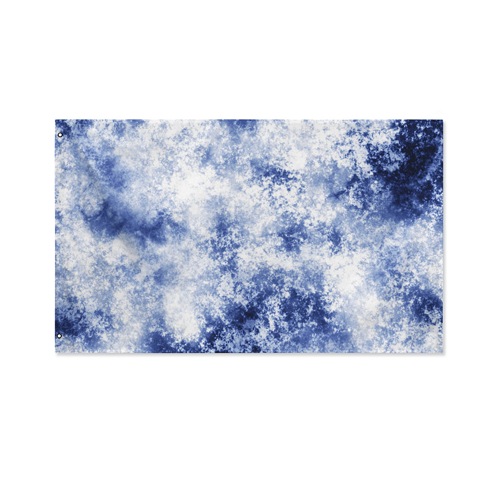 White And Blue Acid Wash Tie Dye Print Polyester Flag