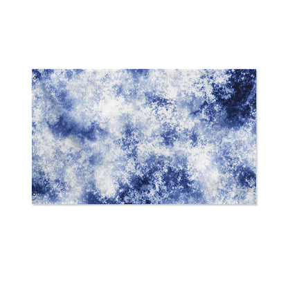 White And Blue Acid Wash Tie Dye Print Polyester Flag